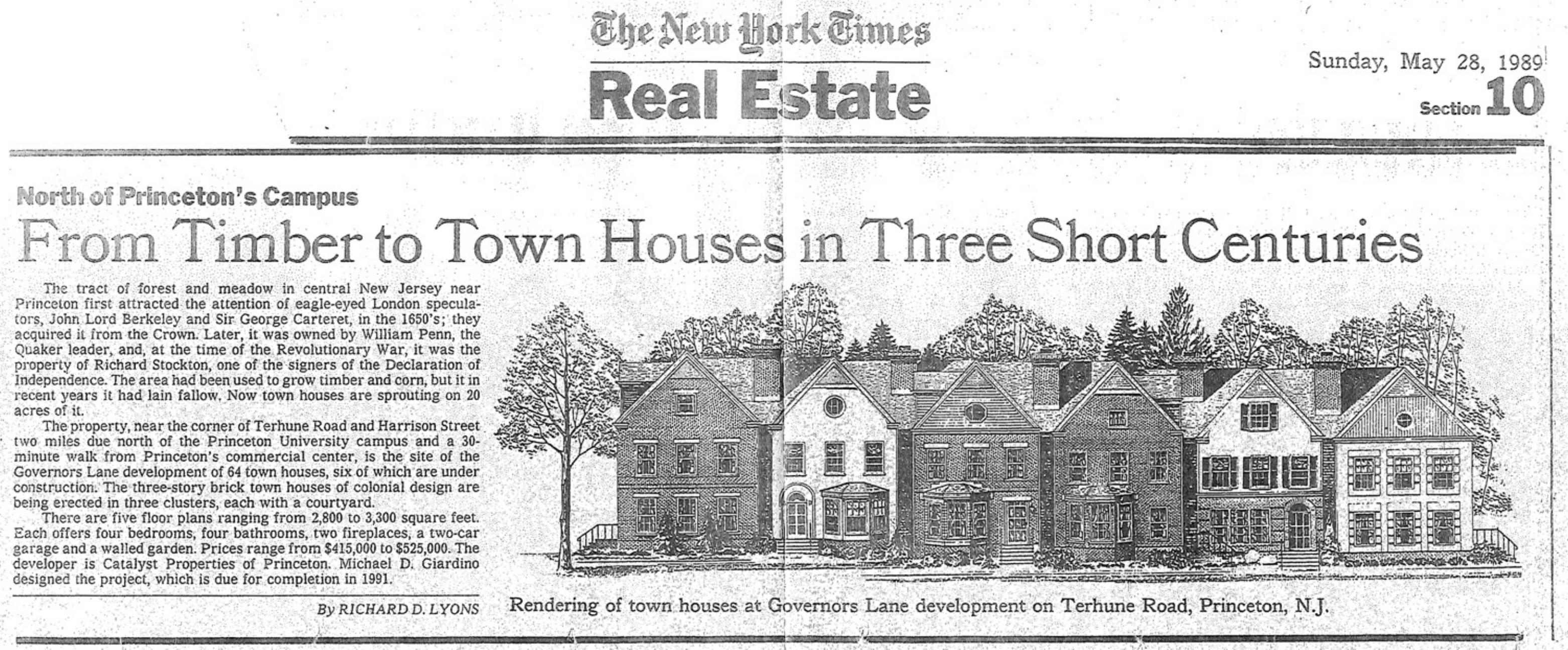 Historical newspaper feature about Governors Lane in Princeton