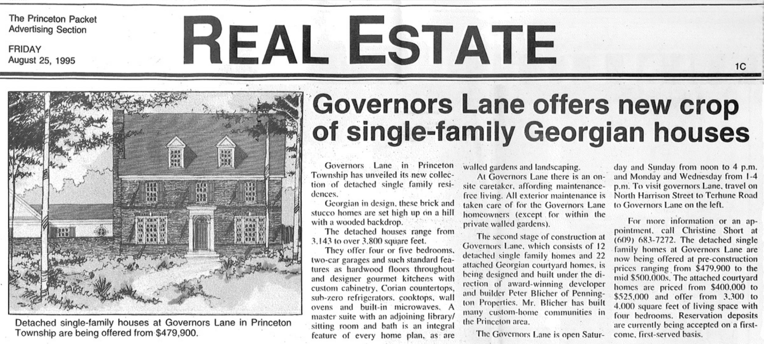 Historic article page on Governors Lane expansion