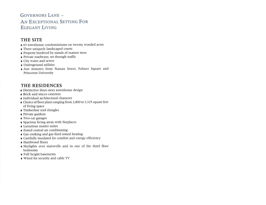 Original Governors Lane brochure final page